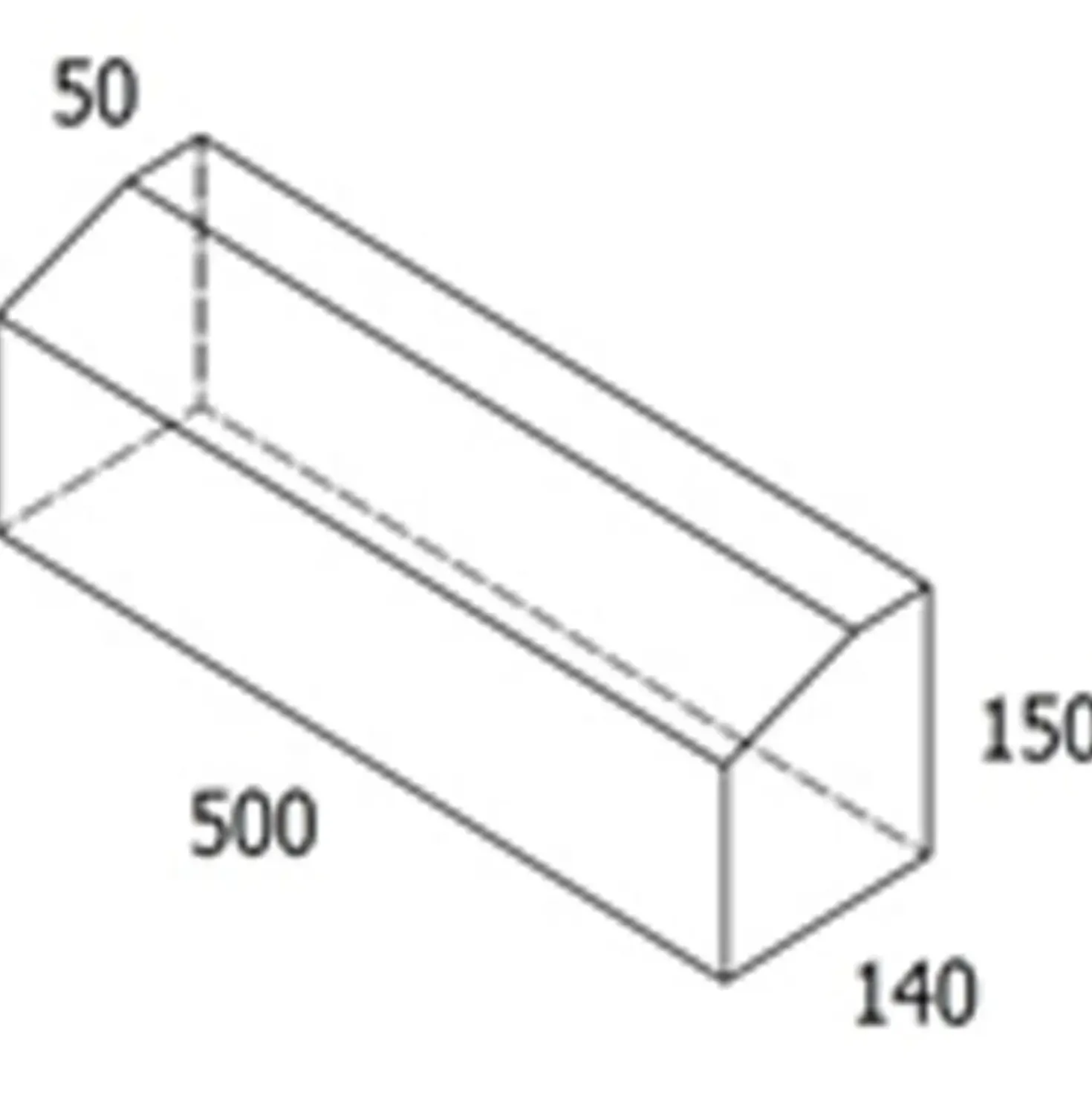 RBR Multikant standard TP15/50 koks med skrå forkant - 14x50x15,5 cm