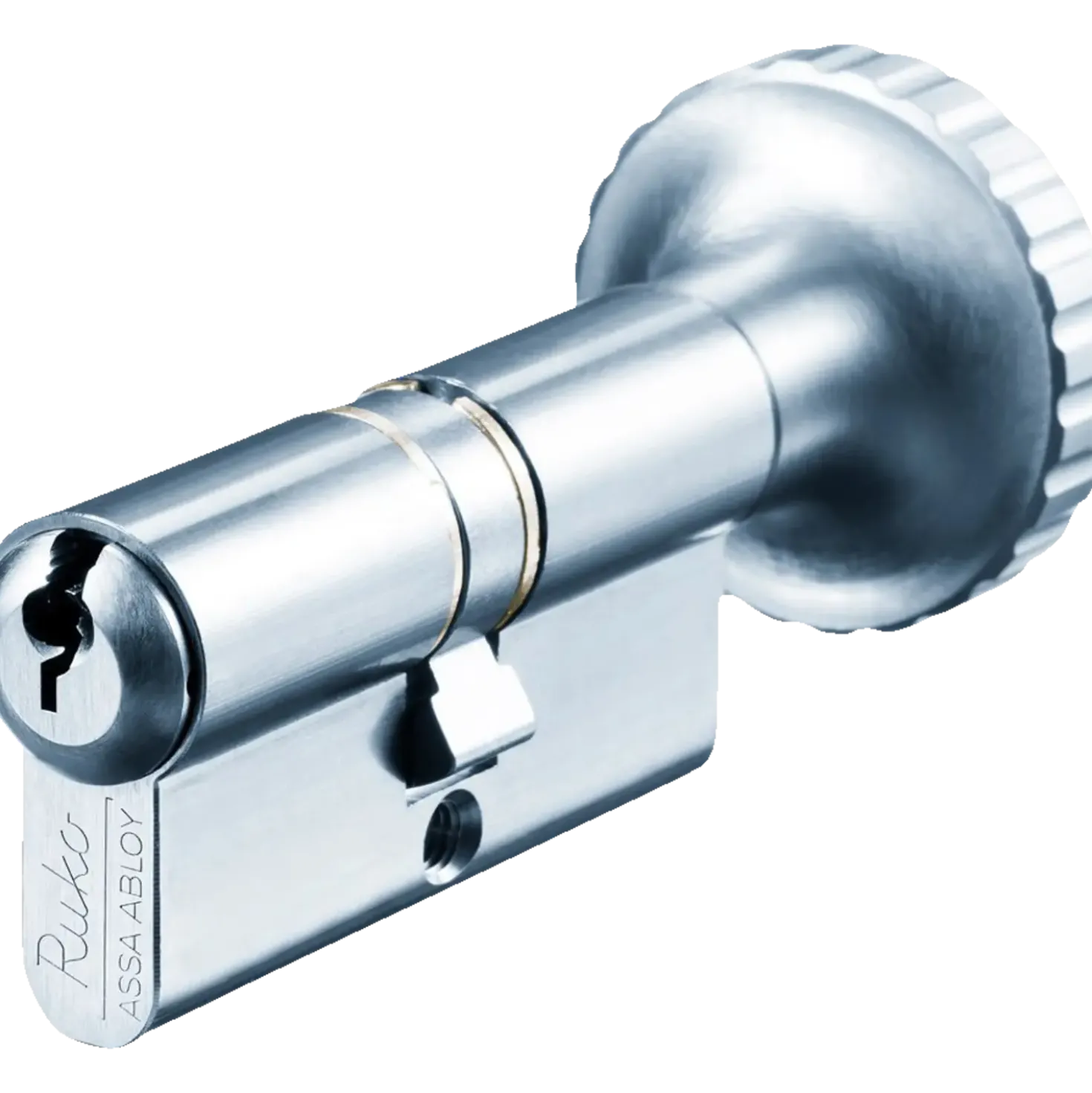 Ruko RB1602 dobbelt profilcylinder m/knop +10c + 10k mm rustfrit look