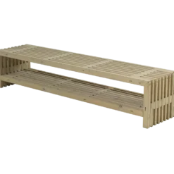 Rustik Trallebænk Design med hylde natur 218x49x45 cm