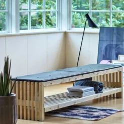 Rustik Trallebænk Design med hylde natur 218x49x45 cm