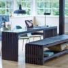 Rustik Trallebænk Design med hylde sort 218x49x45cm