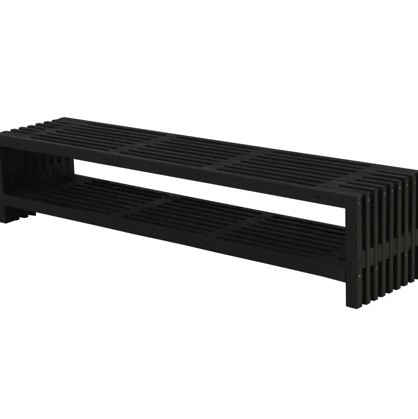 Rustik Trallebænk Design med hylde sort 218x49x45cm
