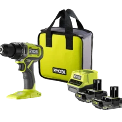 Ryobi bore-/skruemaskine m/2x2.0Ah batterier, lader, dobbeltbit og taske