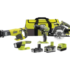 Ryobi R18CK4-252S håndværkersæt 4 dele 1x2,0 + 1x5,0 Ah batterier 18V ONE+