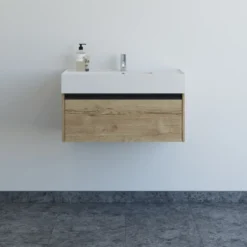 Scanbad badmøbel m/Asyre vask/venstre, 1 skuffe, natur eg 81 cm