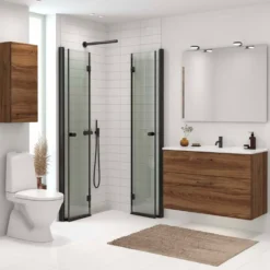 Scanbad B-Foldedør til brusekabine 200x87-89 cm sort m/klar glas