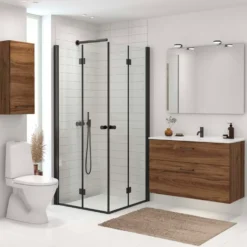 Scanbad B-Foldedør til brusekabine 200x87-89 cm sort m/klar glas