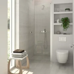 Scanbad Bruseadskillelse Satin/klart glas 99x200x0,6CM