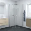 Scanbad brusedør halvrund satin/klart glas model 90