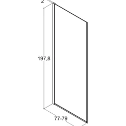 Scanbad brusevæg D 79x197,8cm børstet satin/isglas