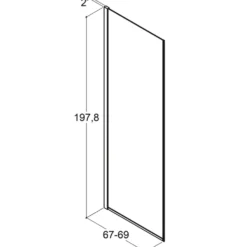 Scanbad brusevæg D 69x197,8cm børstet satin/klart glas