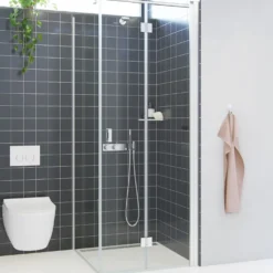 Scanbad brusevæg D 79x197,8cm børstet satin/klart glas