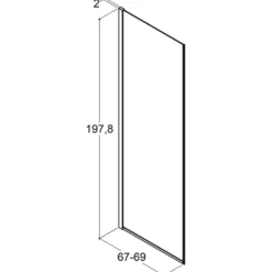 Scanbad brusevæg D 69x197,8cm mat sort/klart glas