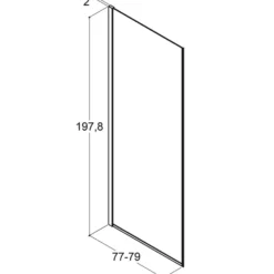 Scanbad brusevæg D 79x197,8cm mat sort/klart glas