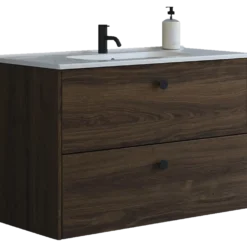 Scanbad Delta badmøbel m/Karat vask, 2 skuffer, brun eg 100 cm