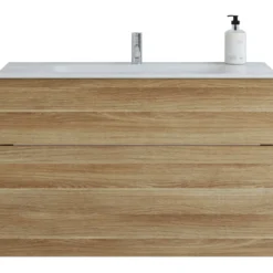 Scanbad Delta vaskeskab m/Dewy håndvask 100cm varm eg