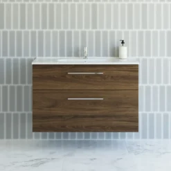 Scanbad Delta vaskeskab m/Karat vask 100 cm brun eg