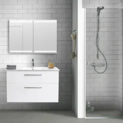 Scanbad Level spejlskab 100x80cm mat hvid