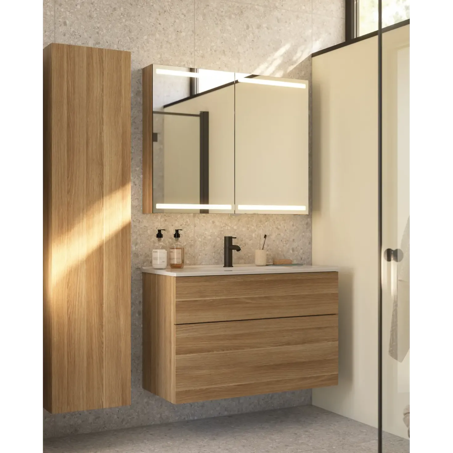 Scanbad Level spejlskab 100x80cm varm eg