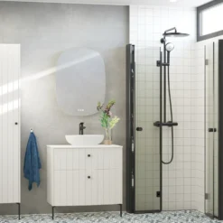 Scanbad Match foldbar brusedør 99x200 cm mat sort - OBS kun 1 stk.