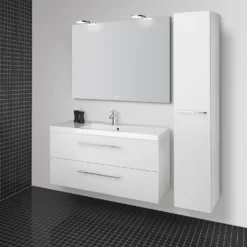 Scanbad Multo+ vaskeskab m/ Aura vask 120 cm højglans hvid