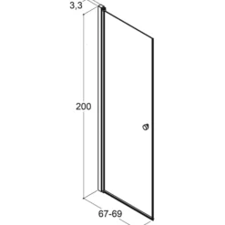 Scanbad svingdør A 69x200cm børstet satin/isglas