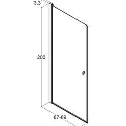 Scanbad svingdør A 89x200cm børstet satin/isglas