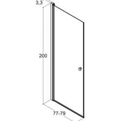 Scanbad svingdør A 79x200cm børstet satin/isglas