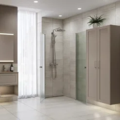 Scanbad svingdør A 79x200cm børstet satin/isglas