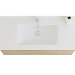 Scanbad vaskeskab m/håndvask 100cm varm eg