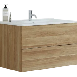 Scanbad vaskeskab m/håndvask 80cm brun eg