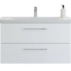 Scanbad vaskeskab m/marbelle vask 100cm mat hvid