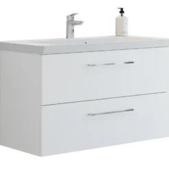 Scanbad vaskeskab m/marbelle vask 100cm mat hvid