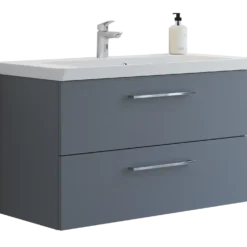 Scanbad vaskeskab m/marbelle vask 100cm mat grå