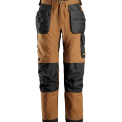Snickers Allroundwork arbejdsbukser med hylsterlommer Canvas+ stretch brun/sort str. 48