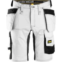 Snickers Allroundwork arbejdsshorts med hylsterlommer stretch hvid/sort str. 56