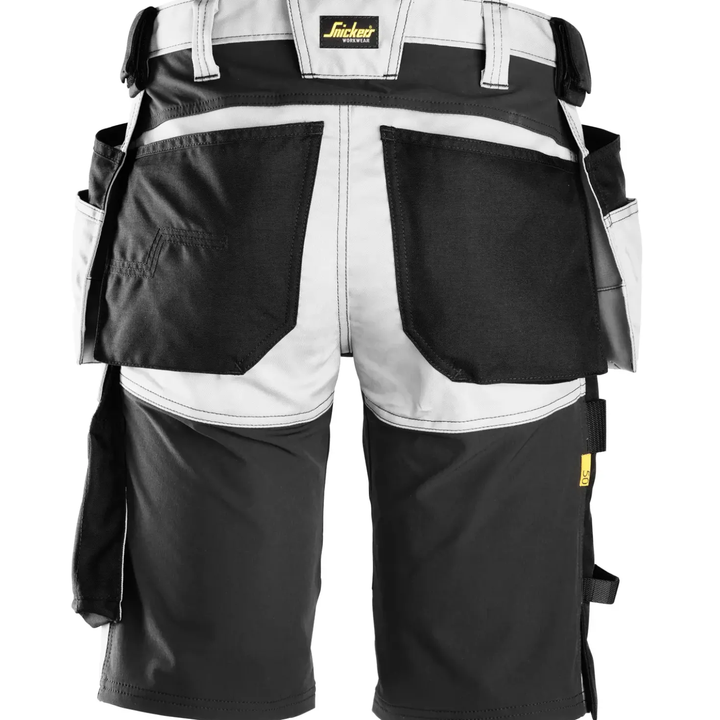 Snickers Allroundwork arbejdsshorts med hylsterlommer stretch hvid/sort str. 56