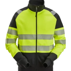 Snickers hi-vis sweatjakke med lynlås gul/sort str. 2XL