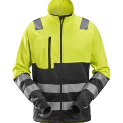 Snickers hi-vis trøje med gennemgående lynlås, klasse 2 gul/sort str. L