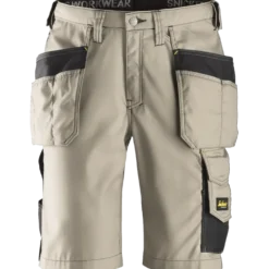 Snickers Håndværker shorts med hylsterlommer ripstop khaki/sort str. 52