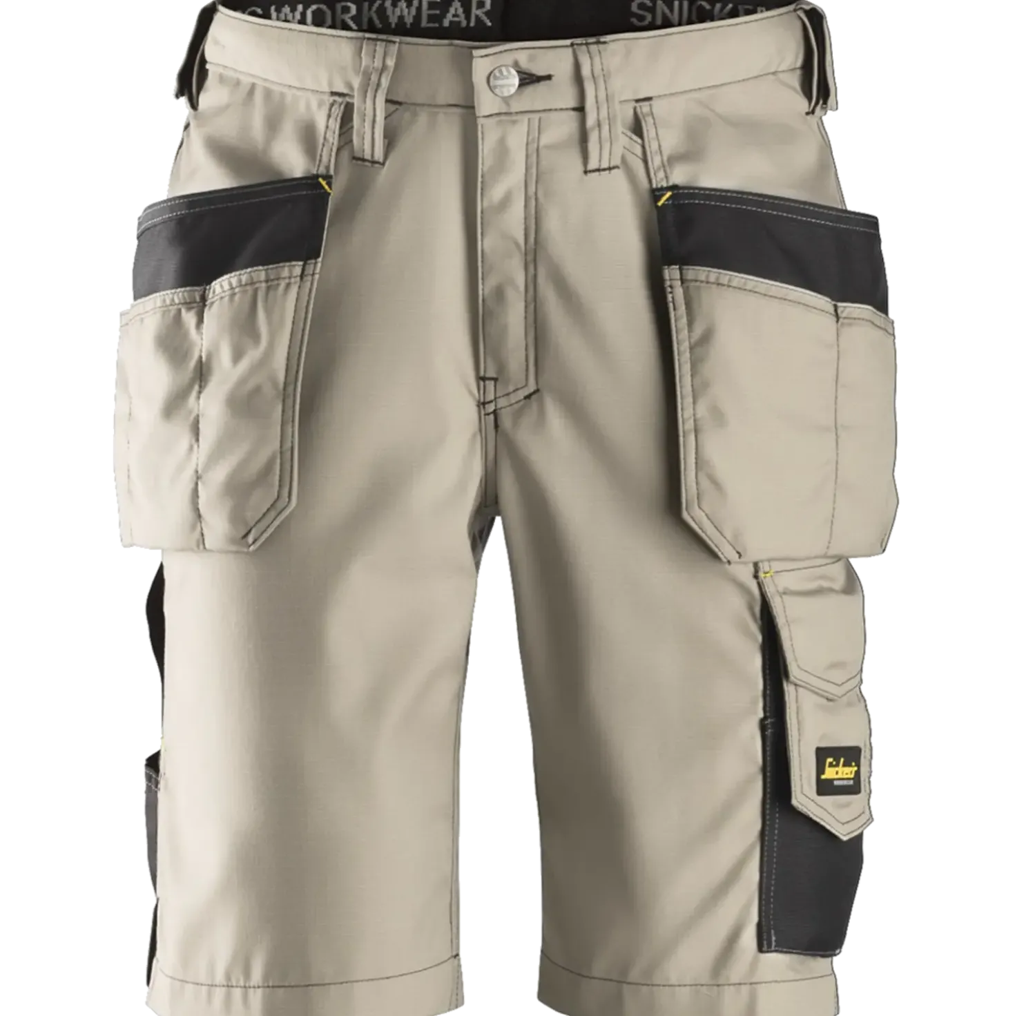 Snickers Håndværker shorts med hylsterlommer ripstop khaki/sort str. 52