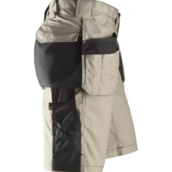 Snickers Håndværker shorts med hylsterlommer ripstop khaki/sort str. 52