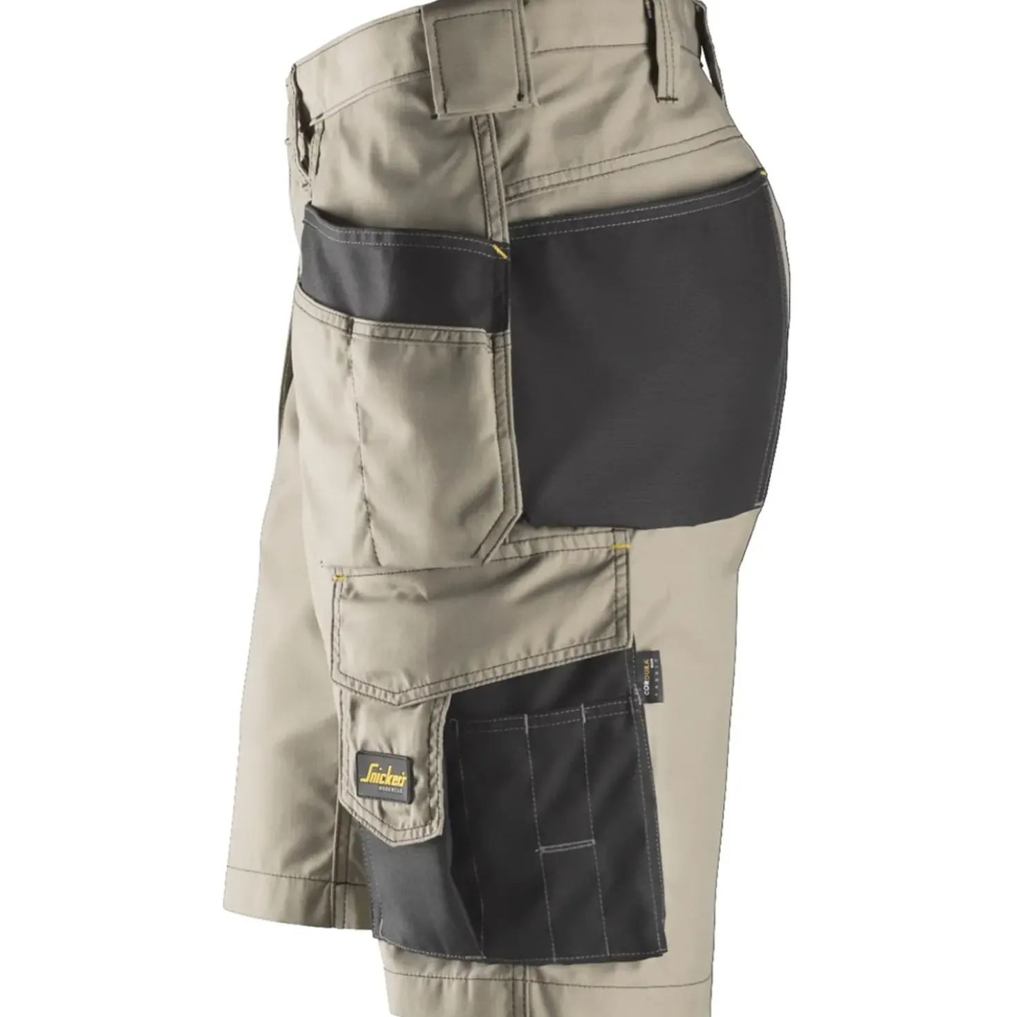 Snickers Håndværker shorts med hylsterlommer ripstop khaki/sort str. 52