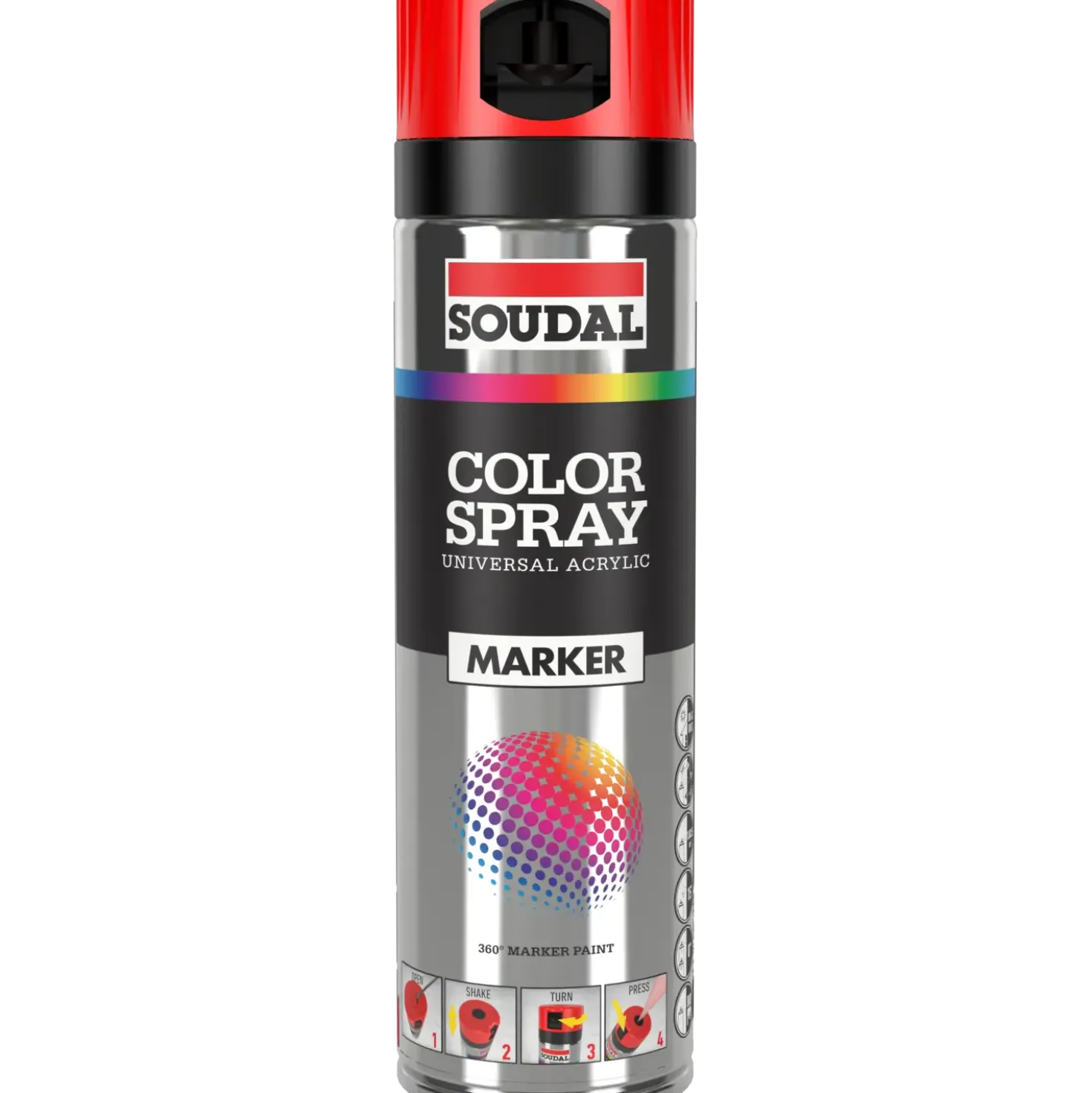 Soudal spraymaling coluorspray fluo rød 500 ml