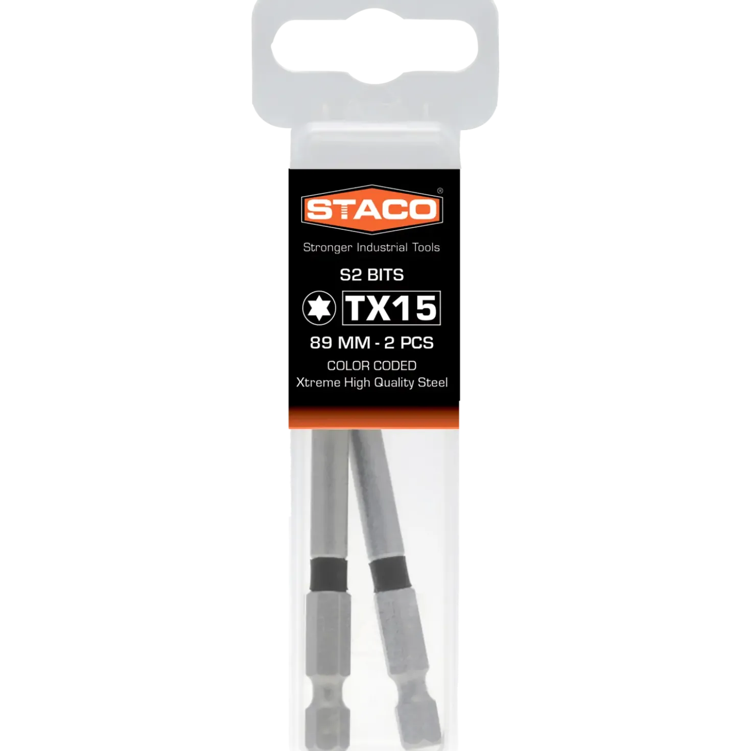 Staco bit TX15 1/4"x89 mm sort 2 stk.
