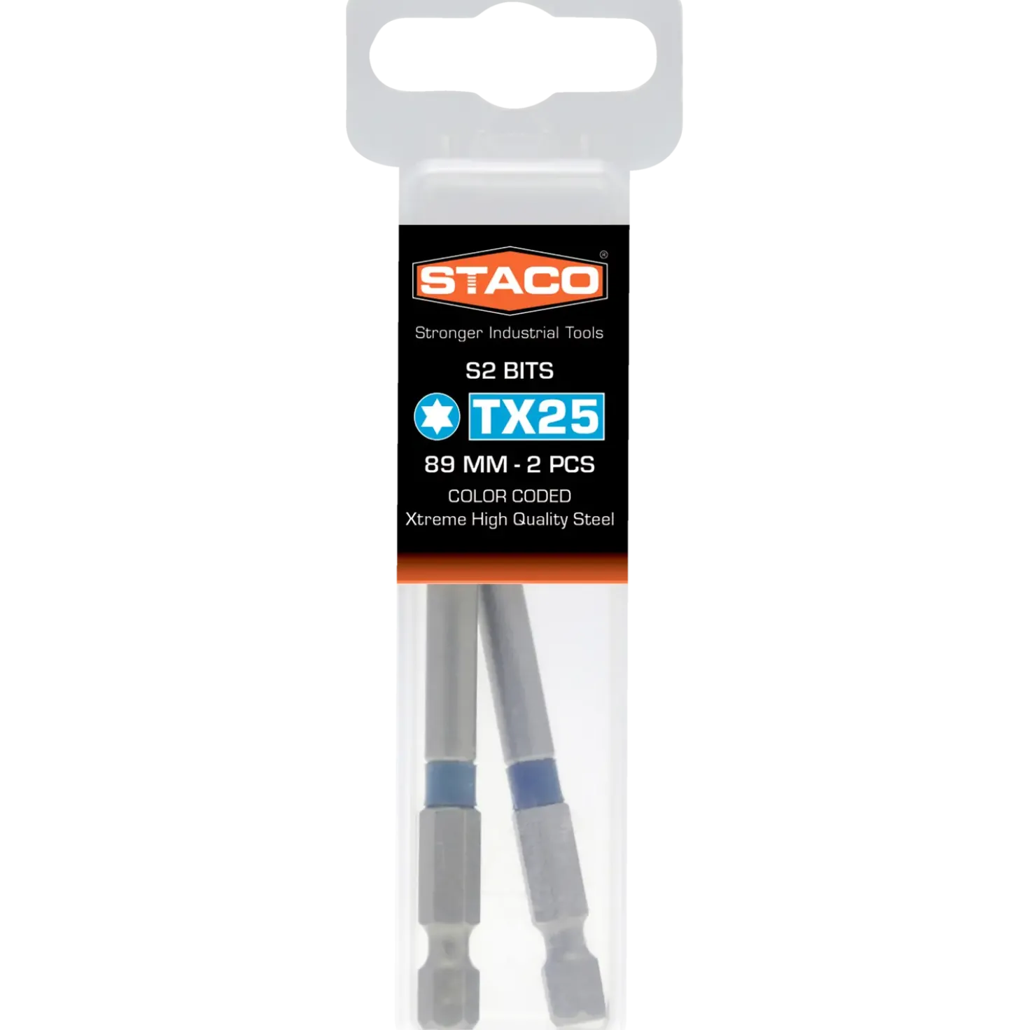 Staco 1/4" TX25 bit blå 89 mm 2 stk.