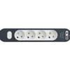 4-stikdåse med ledning og USB A+C uden jord 1,4m