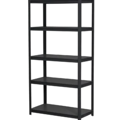 Stålreol mat sort H183 x B123,8 x D47,6 cm 5 MDF hylder