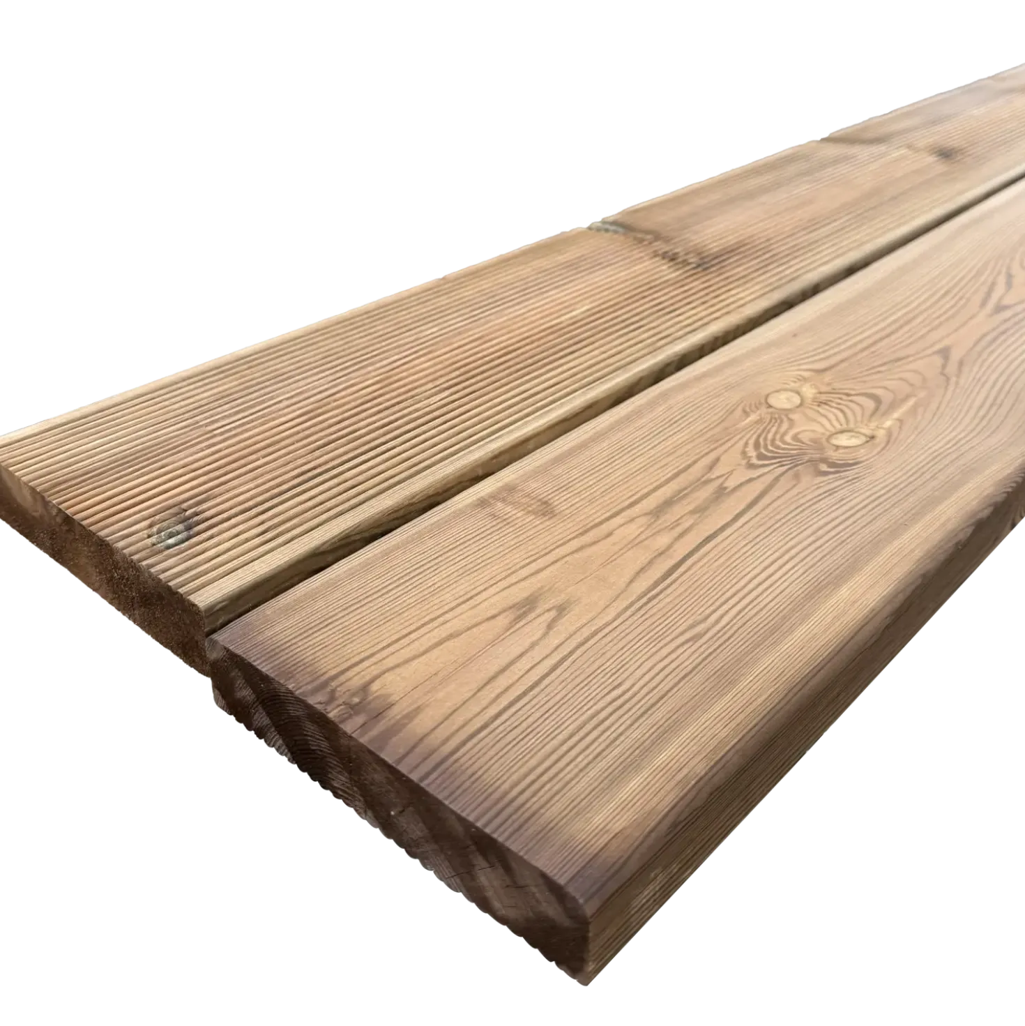 Terrassebrædder m. riller brunimprægneret 28x145 mm x 4,2 m