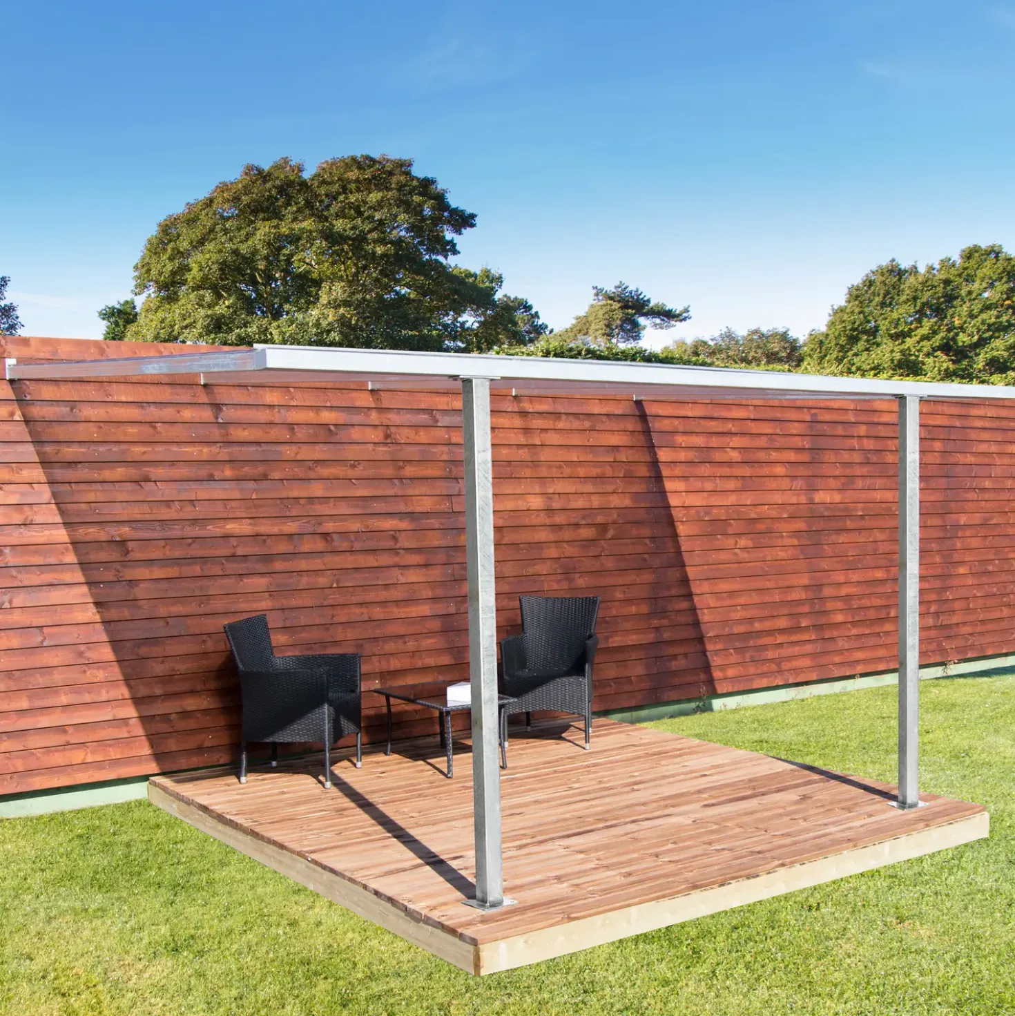 Terrasseoverdækning large firk. stolper 3,075 x 5,2 m - inkl. tagplader